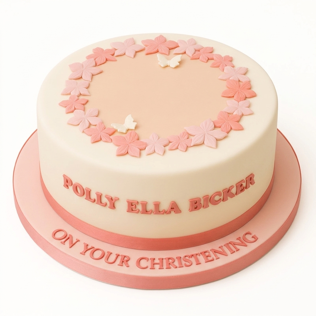 Floral Butterfly Christening Cake for Girls