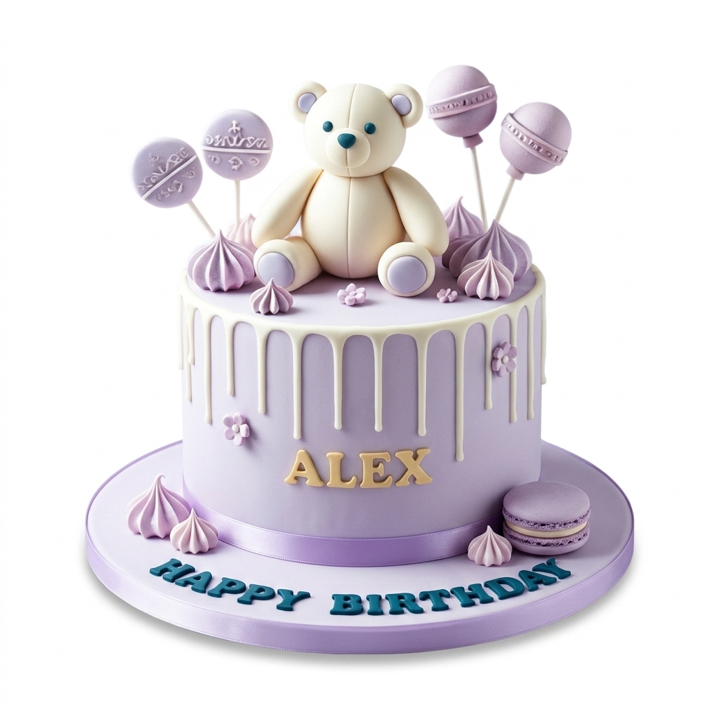 Teddybear Birthday Cake with Personalised Name