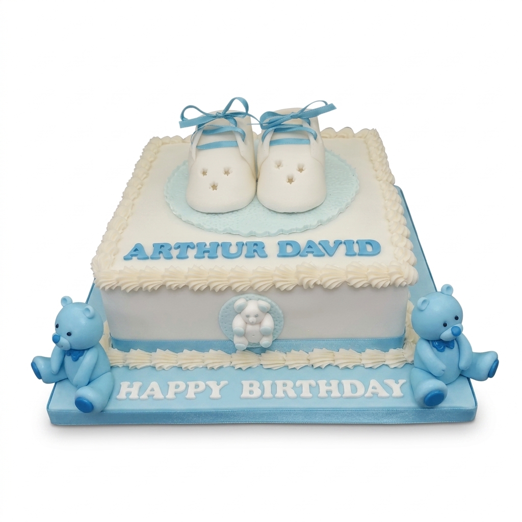 Blue Teddy Bear Baby Shower Cake for Boys