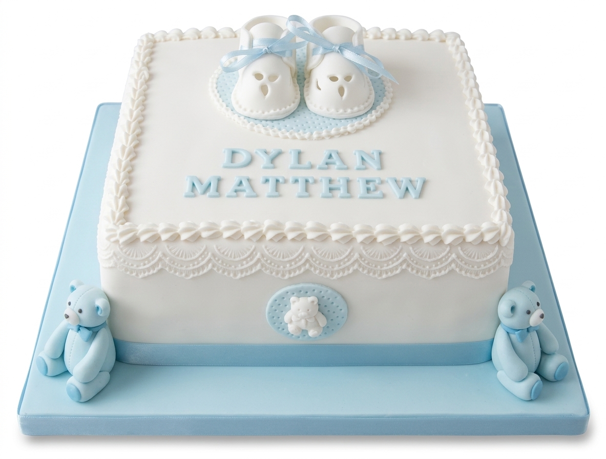 Teddy Bear & Booties Baby Shower Cake for Boys