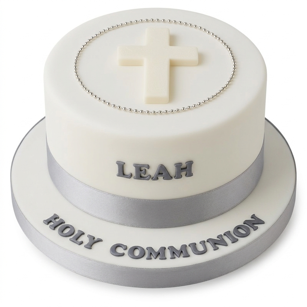 Holy Communion Cake with Cross & Personalised Name