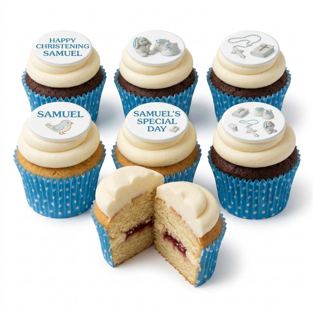 Baby Boy Christening Cupcakes