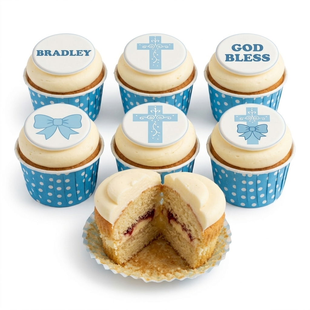 Personalised Christening Cupcakes for Boys