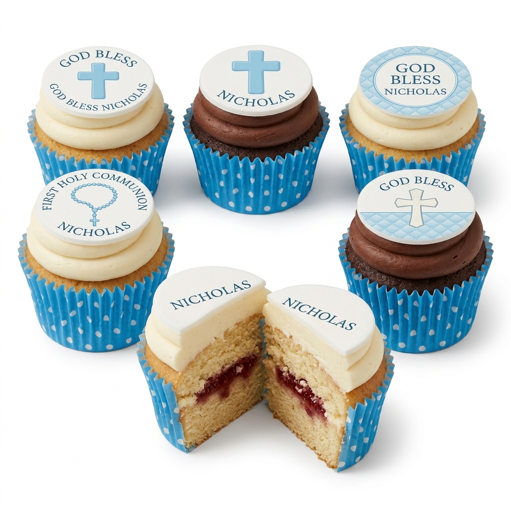 Personalised Christening Cupcakes for Boys