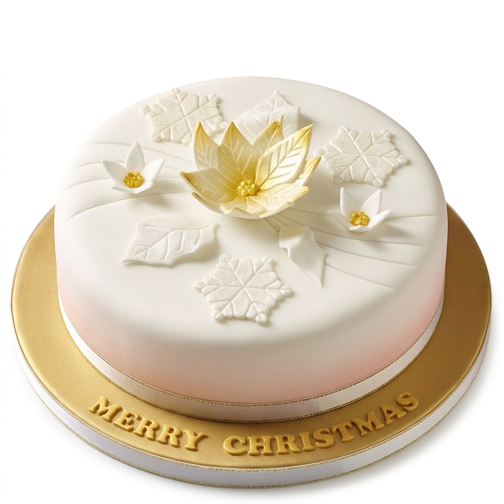 Elegant Poinsettia Christmas Cake