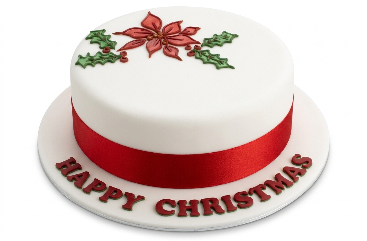 Classic Christmas Poinsettia Cake