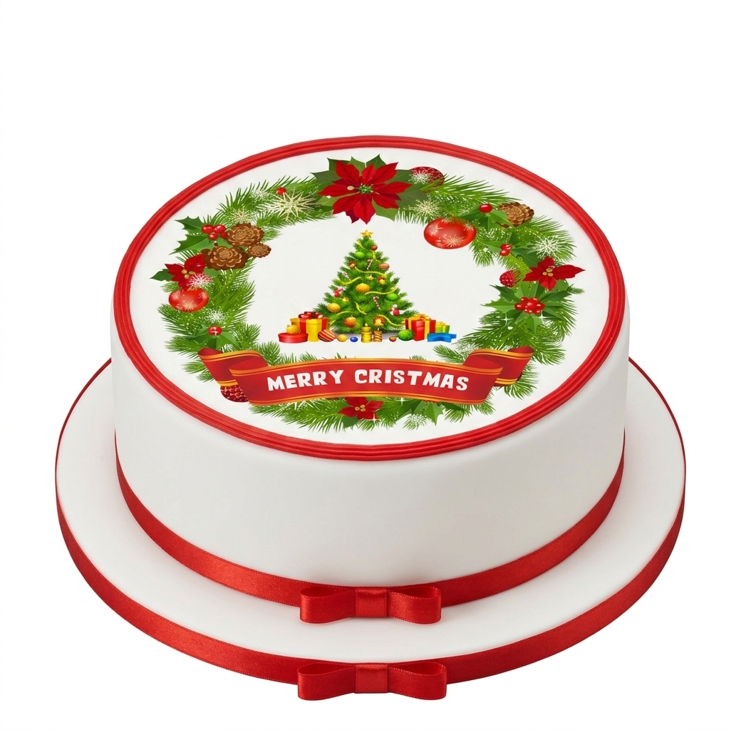 Festive Christmas Wreath Cake