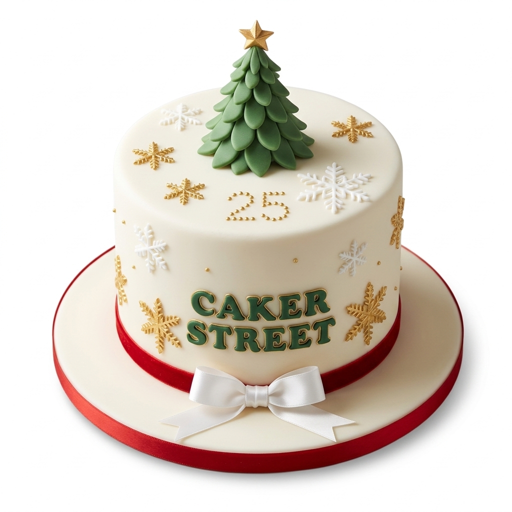 Christmas Tree & Snowflakes Cake