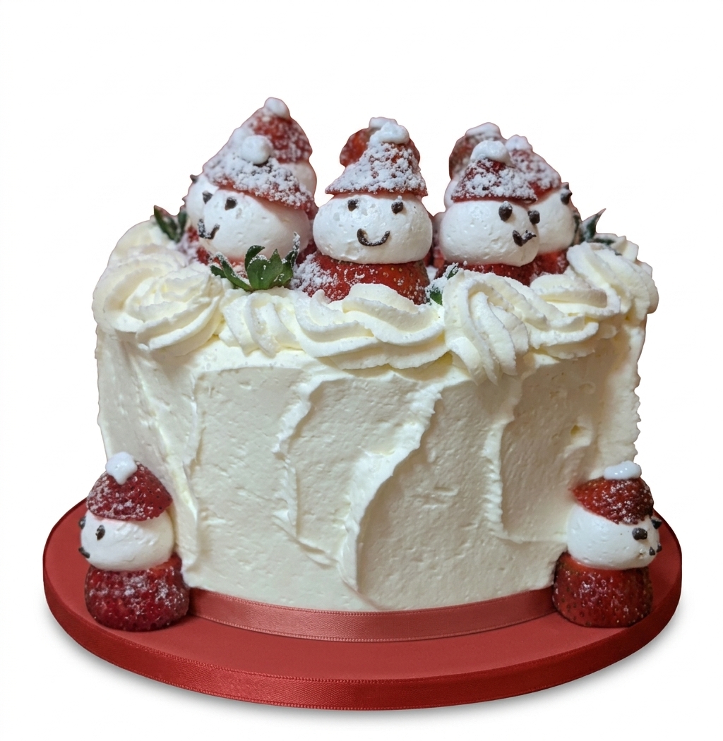 Christmas Snowman Strawberry Cake