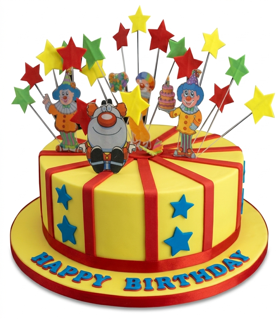 Clown & Stars Kids Birthday Cake