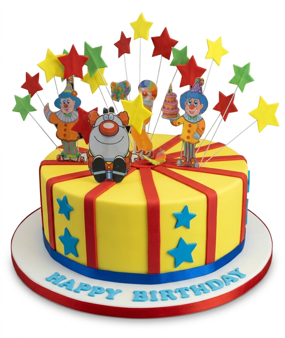 Colourful Clown Theme Birthday Cake