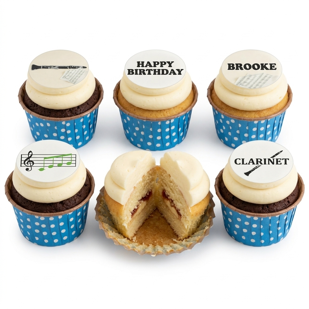 Clarinet Music Theme Birthday Cupcakes