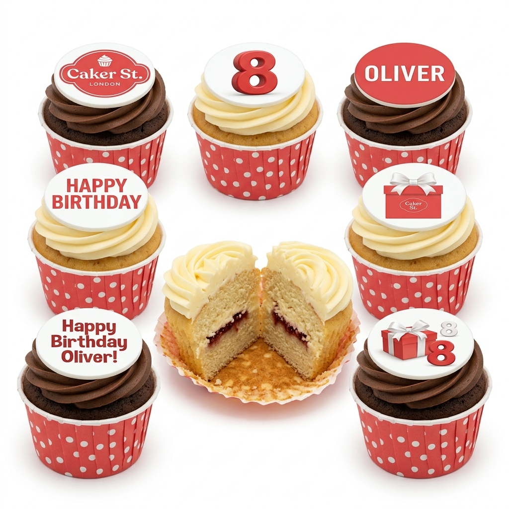 Personalised Birthday Cupcakes with Custom Toppers