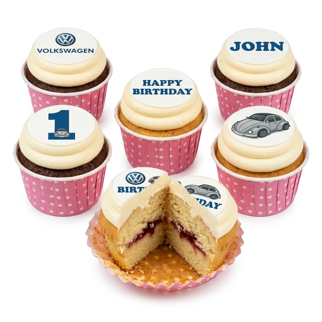 Volkswagen Beetle Classic Car Birthday Cupcakes