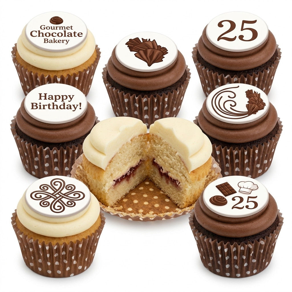 Gourmet Chocolate & Vanilla Birthday Cupcakes with Custom Age