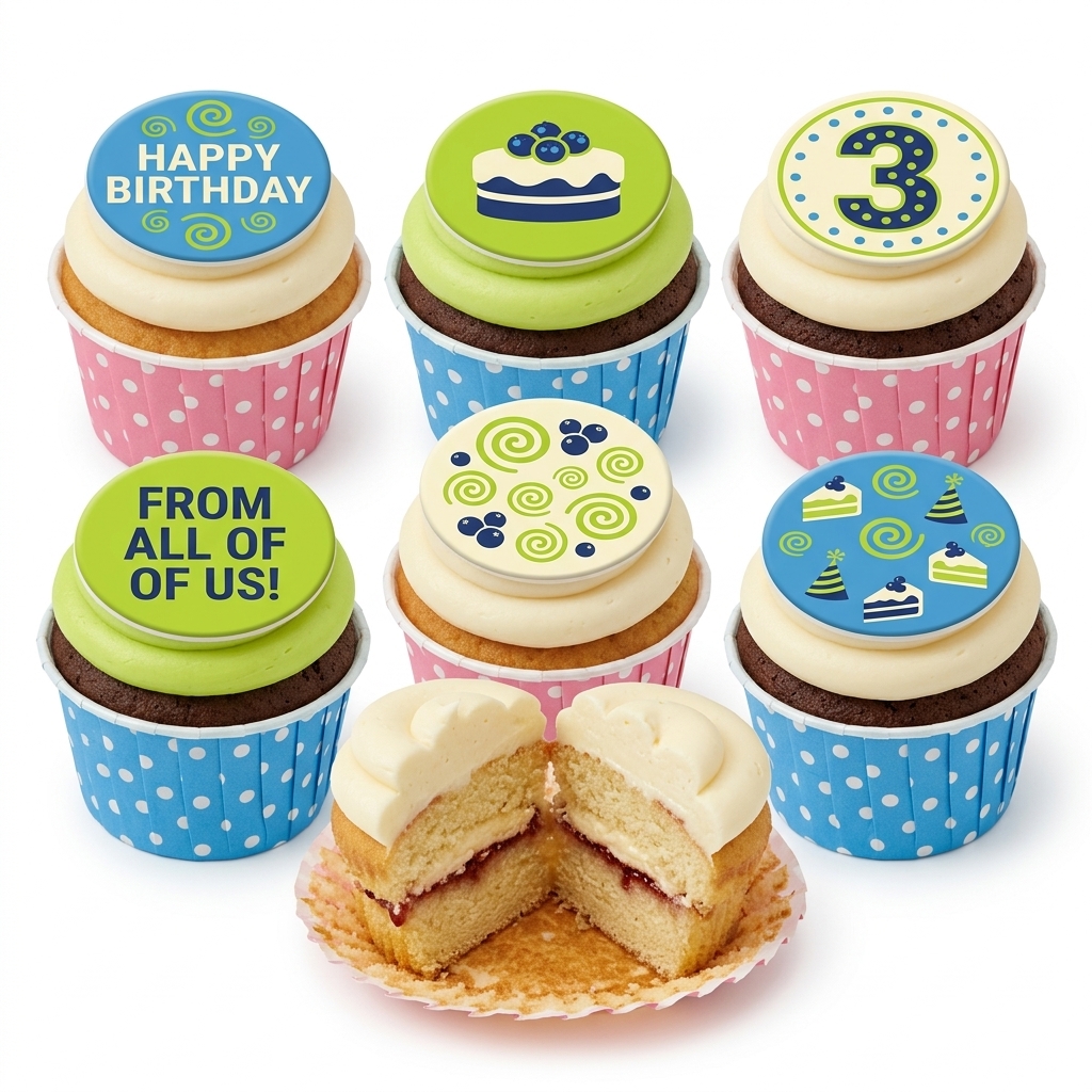 Birthday Celebration Cupcakes with Custom Age Topper