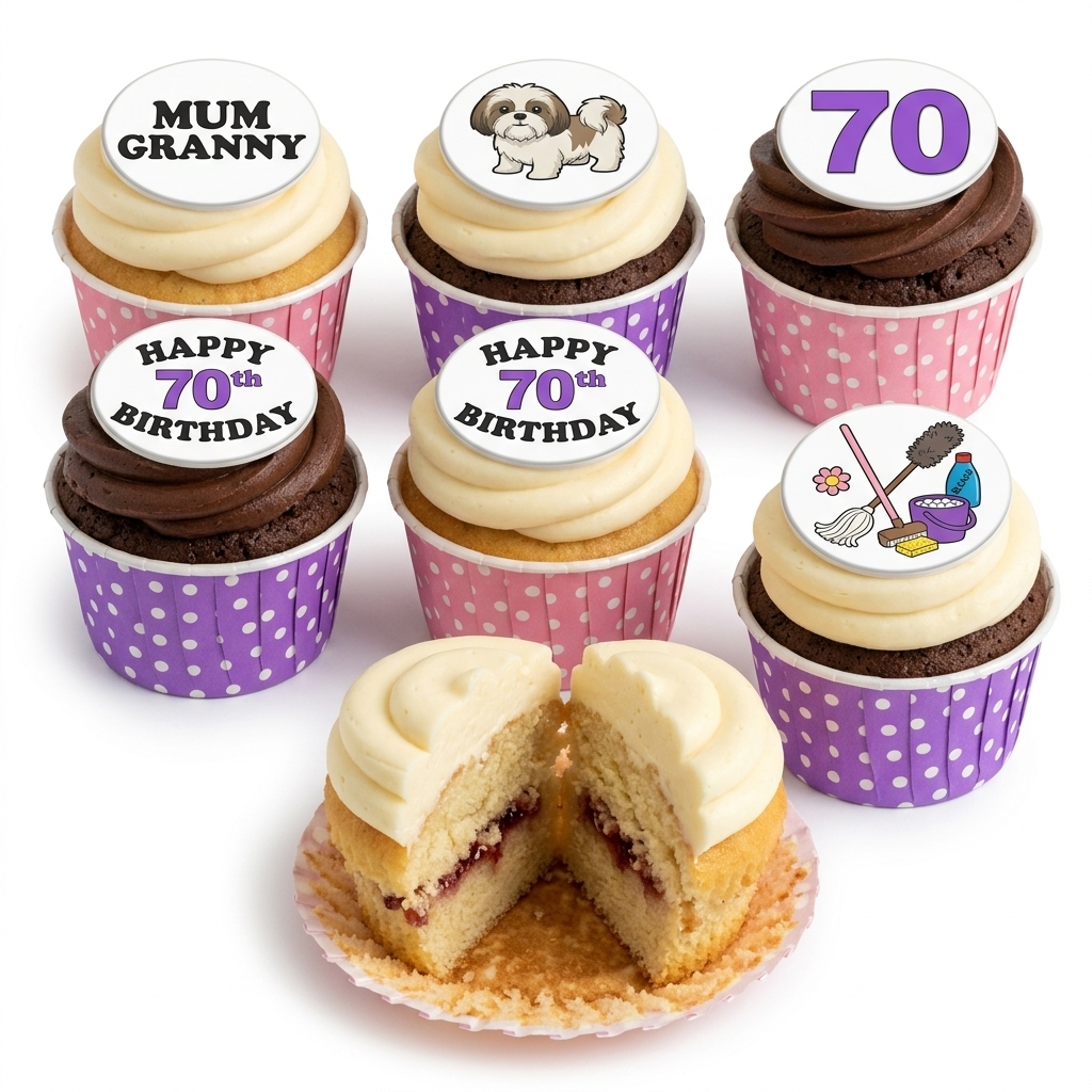Ladies Birthday Cupcake with Custom Toppers