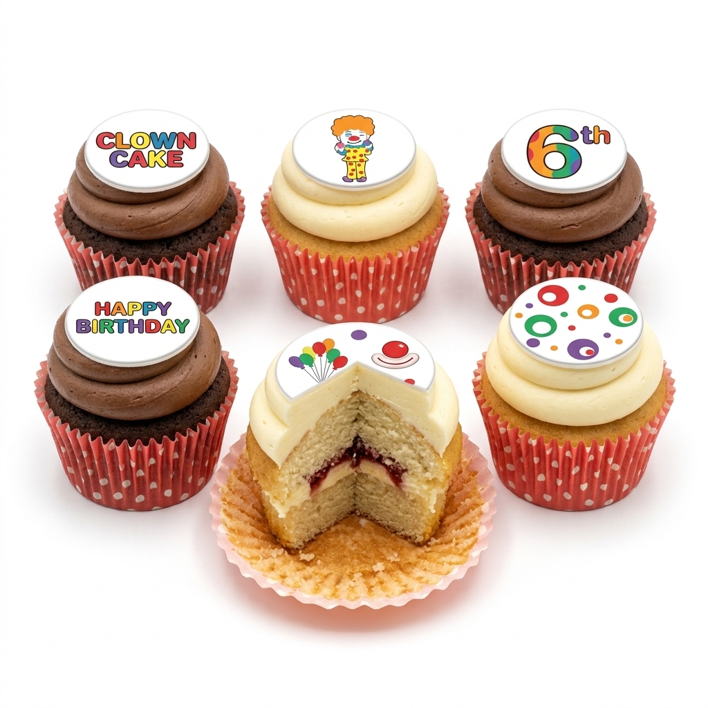 Circus Clown Theme Kids Birthday Cupcakes