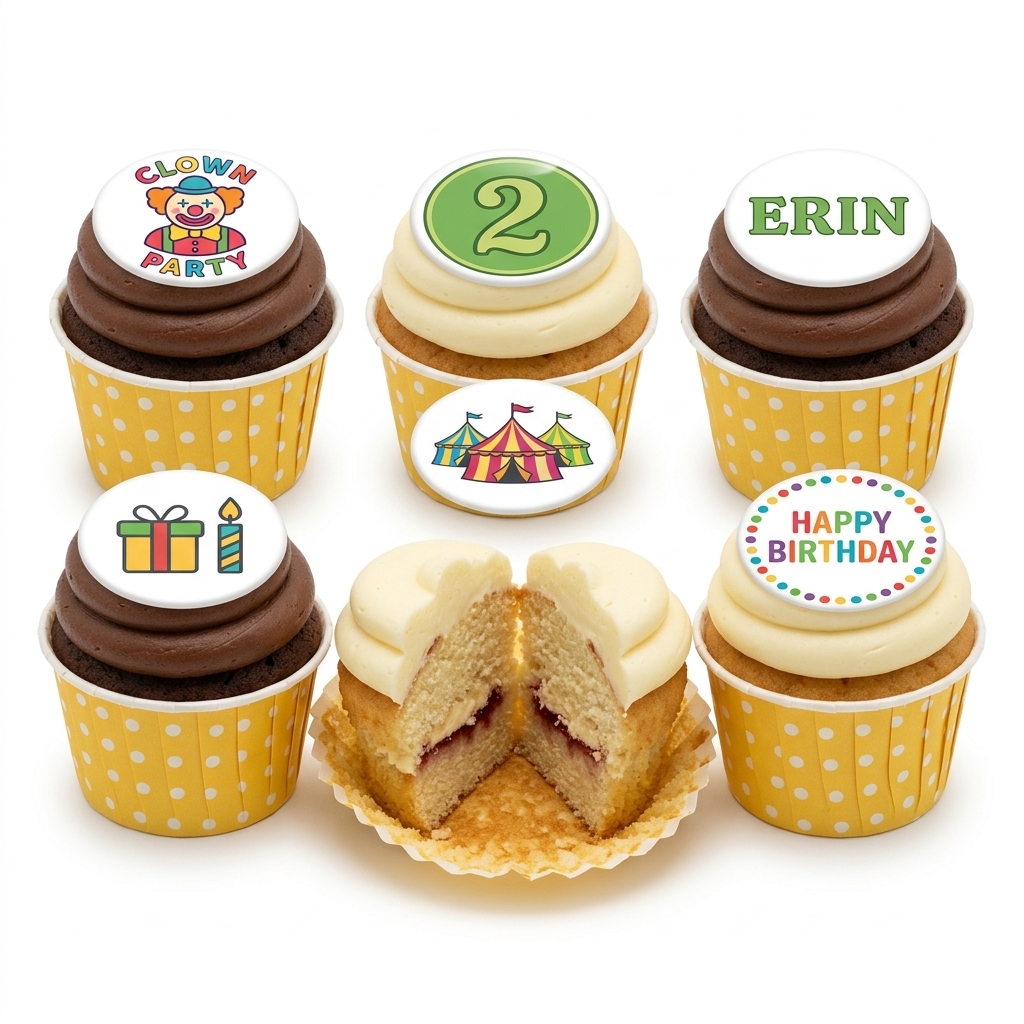 Circus Theme Birthday Cupcakes with Custom Age
