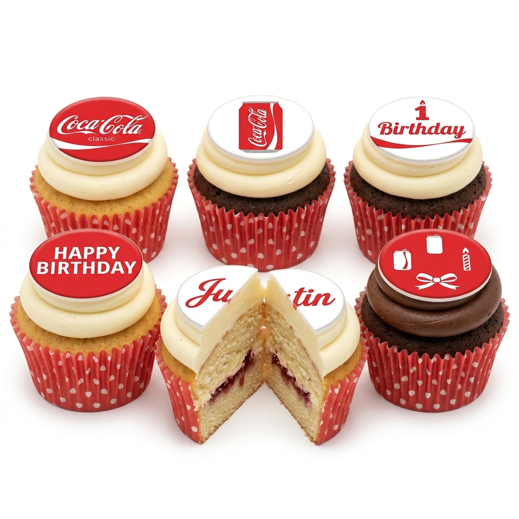 Coca-Cola Theme Birthday Cupcakes