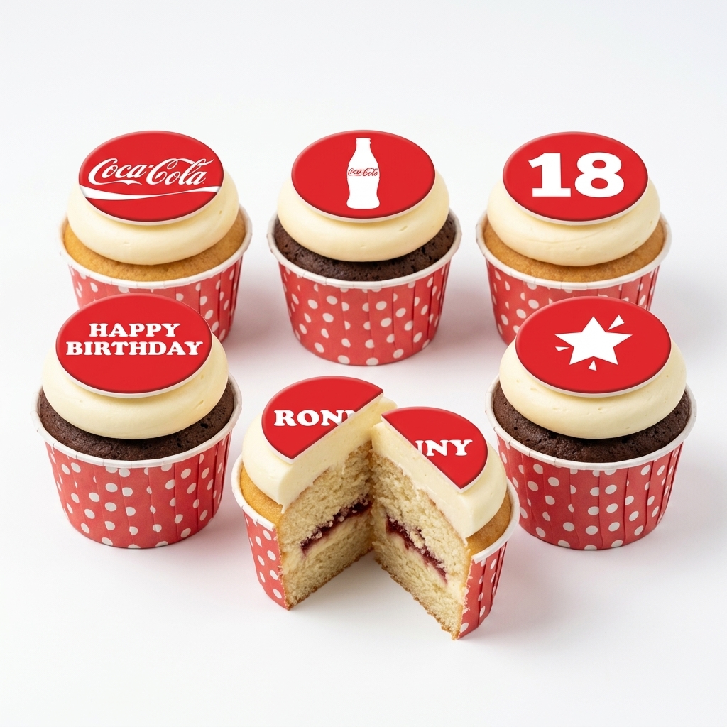 Coca-Cola Theme Birthday Cupcakes