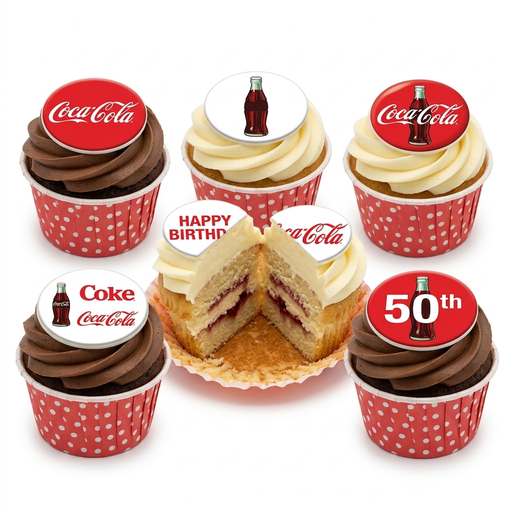 Coca-Cola Theme Birthday Cupcakes