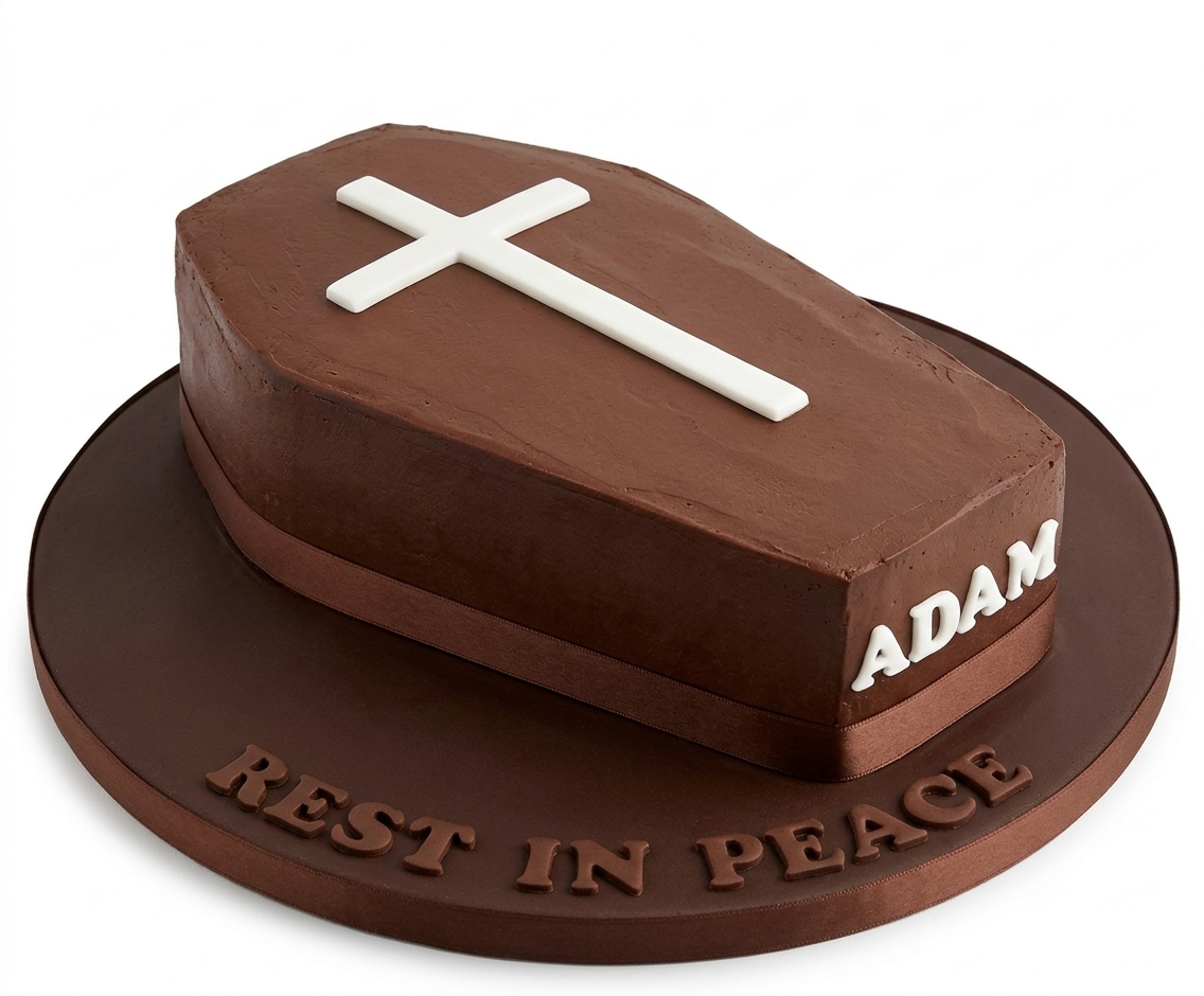Coffin Funeral Cake with Custom Message