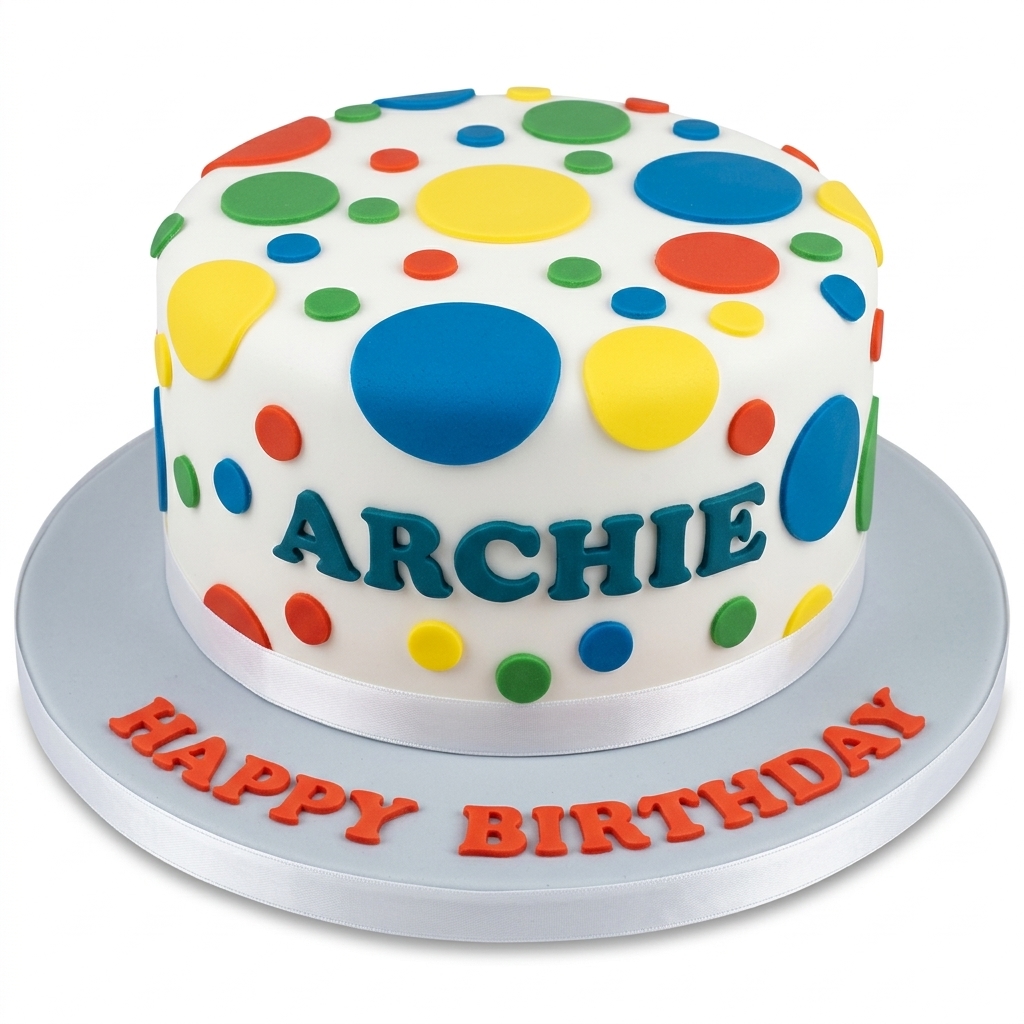 Colourful Polka Dot Kids Birthday Cake