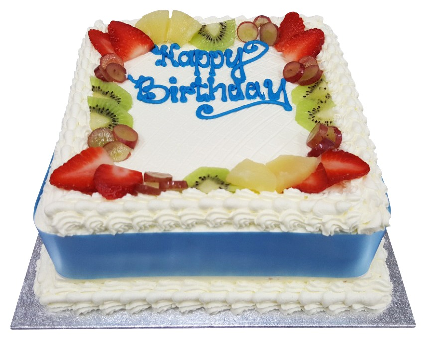 Coloured Piping Fresh Cream Birthday Cake