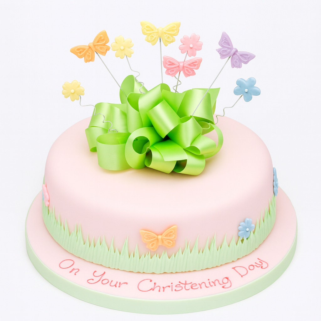 Christening Butterfly & Bow Cake