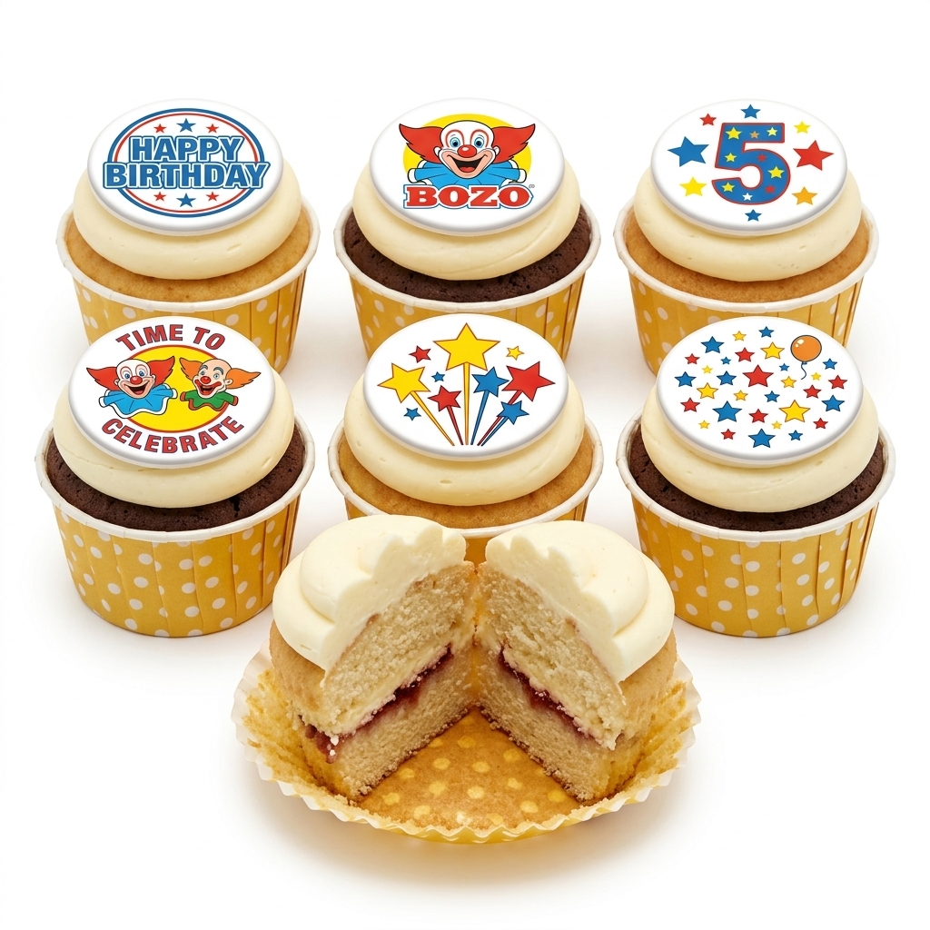 Clown Theme Birthday Cupcakes for Kids