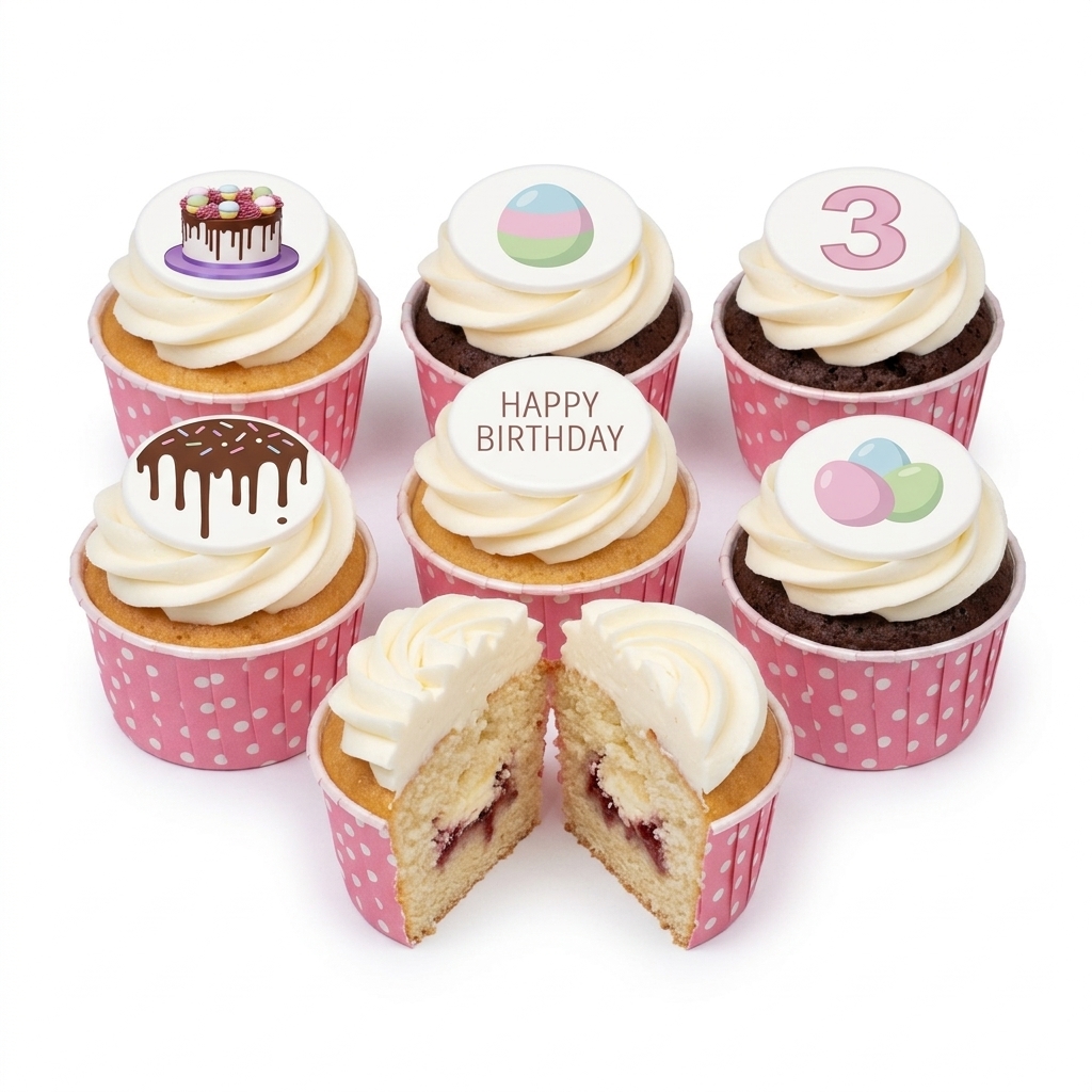 Kids Birthday Cupcake Box with Custom Age Topper