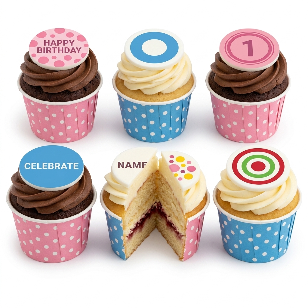 Personalised Polka Dot Birthday Cupcakes
