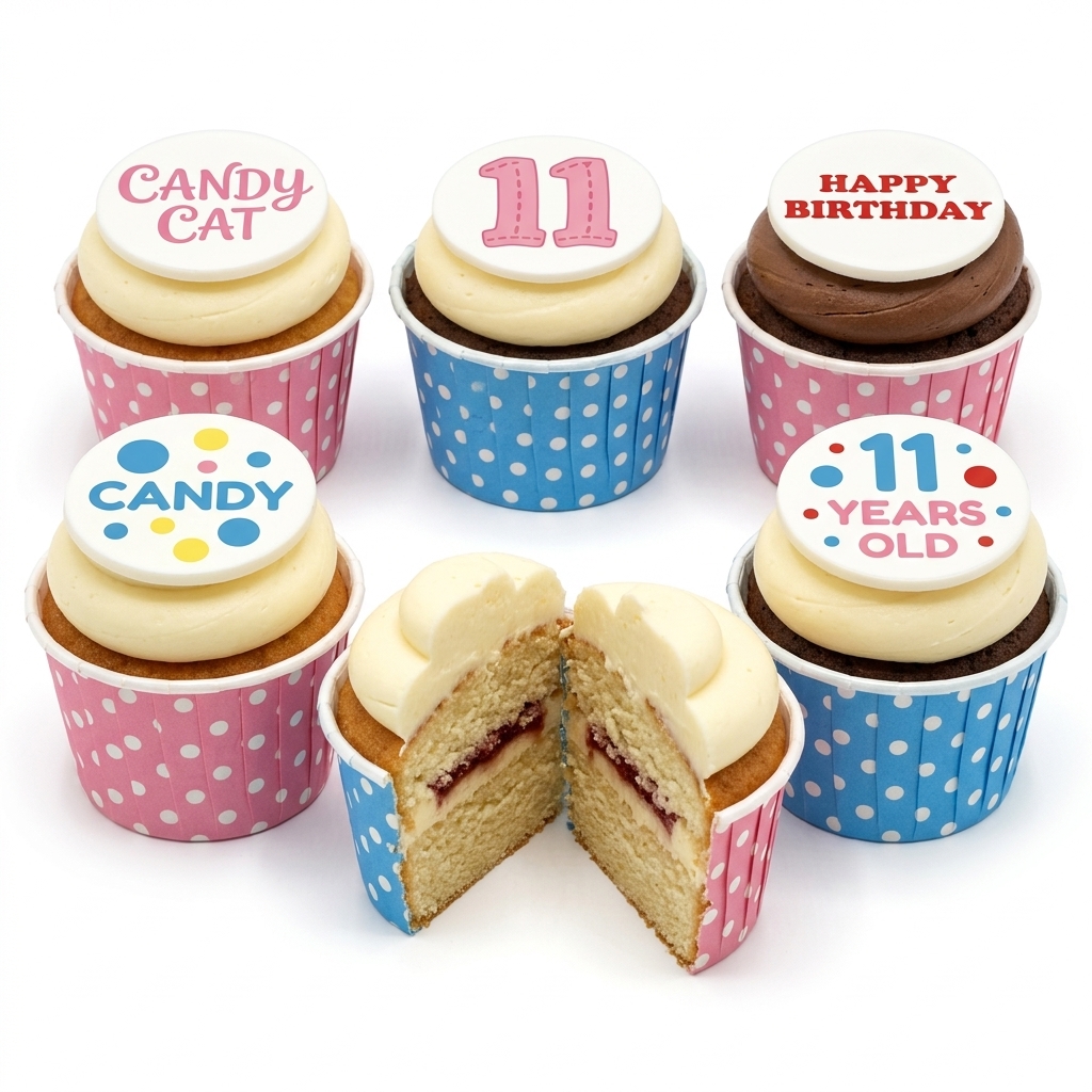 Fun Kids Birthday Cupcakes with Custom Age Toppers