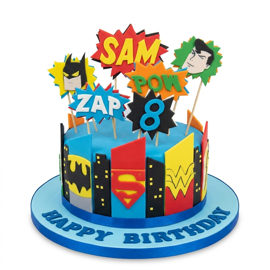 Superhero Cityscape Birthday Cake
