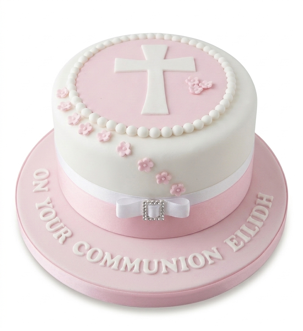 Holy Communion Cake for Girls with Cross Design