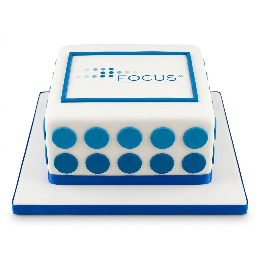 Corporate Logo Cake with Blue Dots