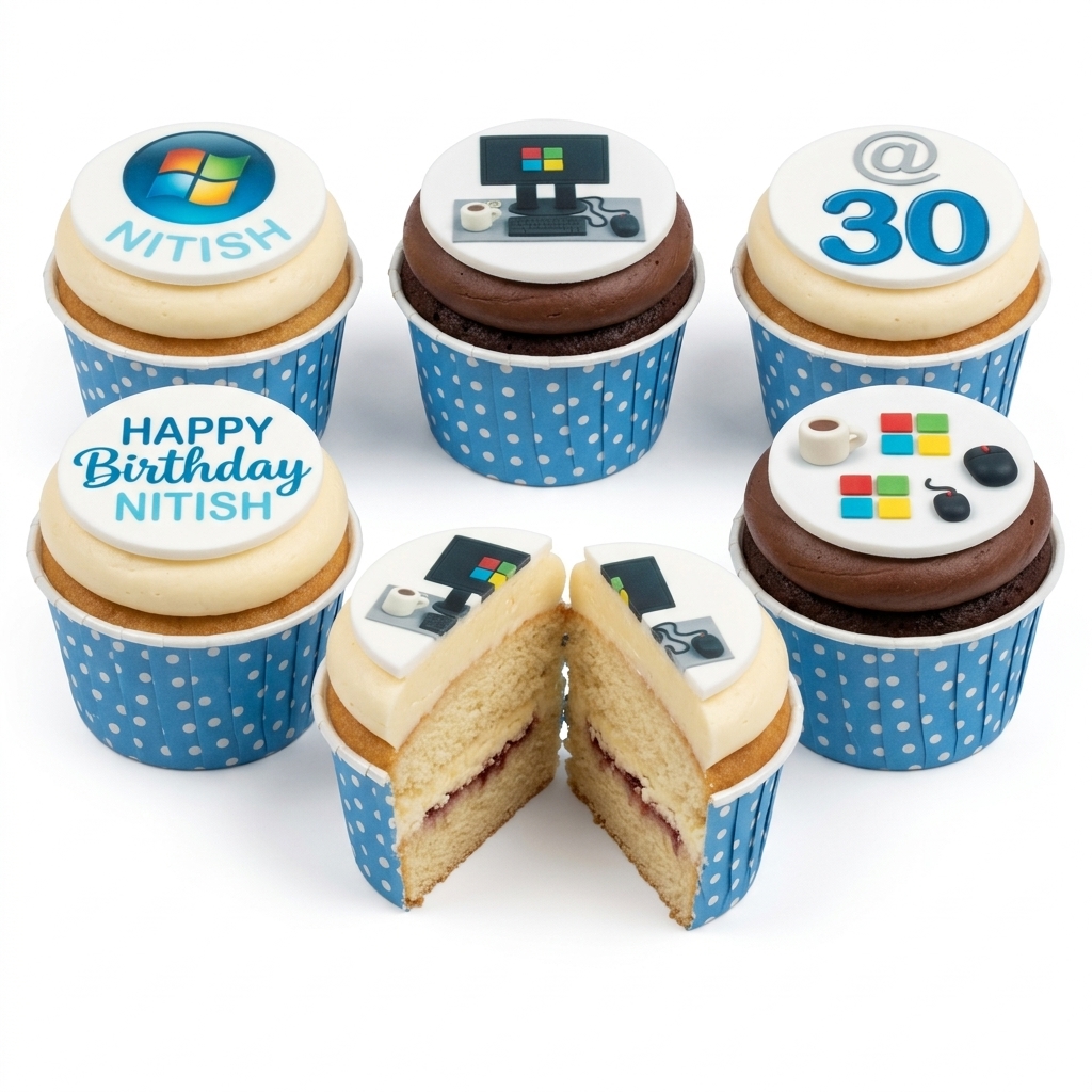 Computer Theme Birthday Cupcakes with Custom Age