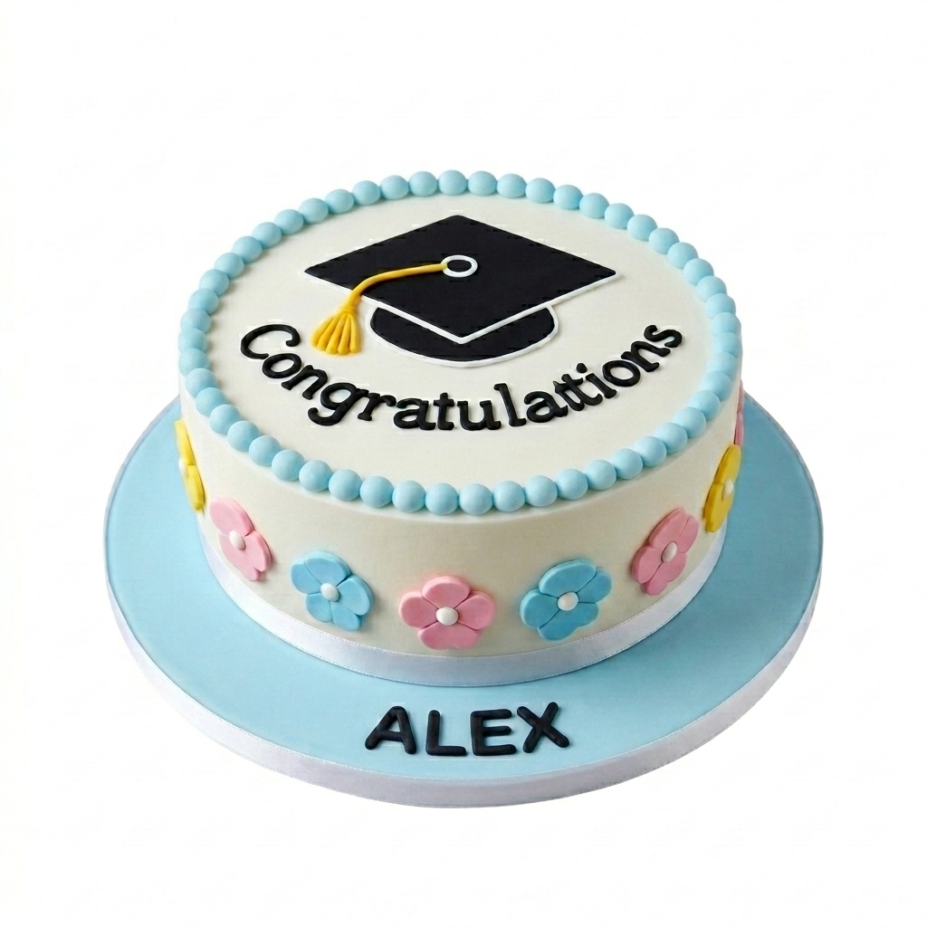 Graduation Celebration Cake with Flowers