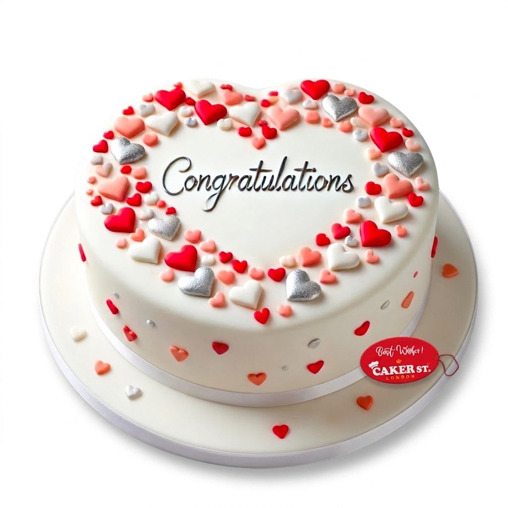 Heart Celebration Cake with Custom Message
