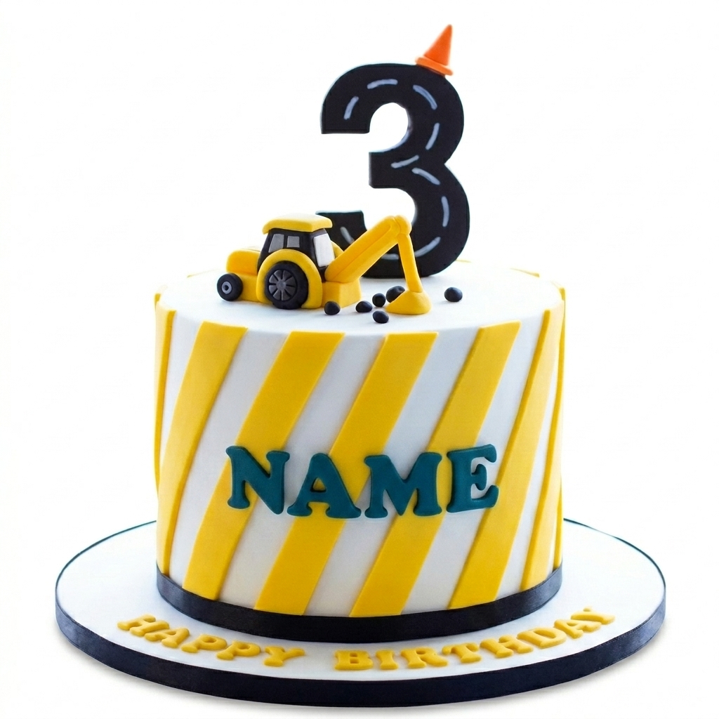 Digger Construction Birthday Cake with Custom Age