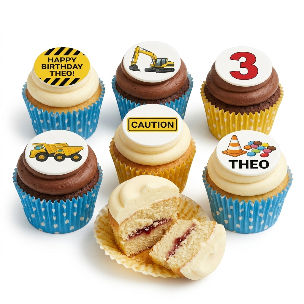 Construction Theme Birthday Cupcakes for Kids