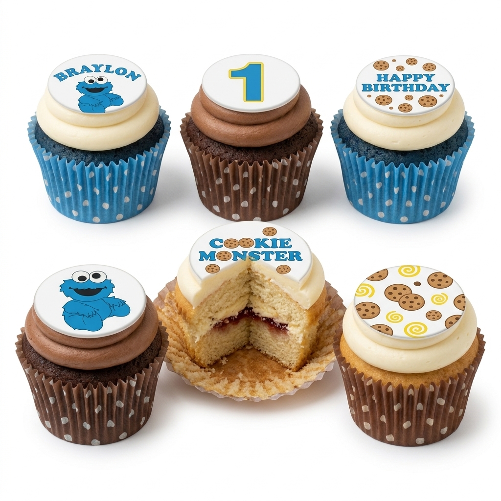Cookie Monster Birthday Cupcakes