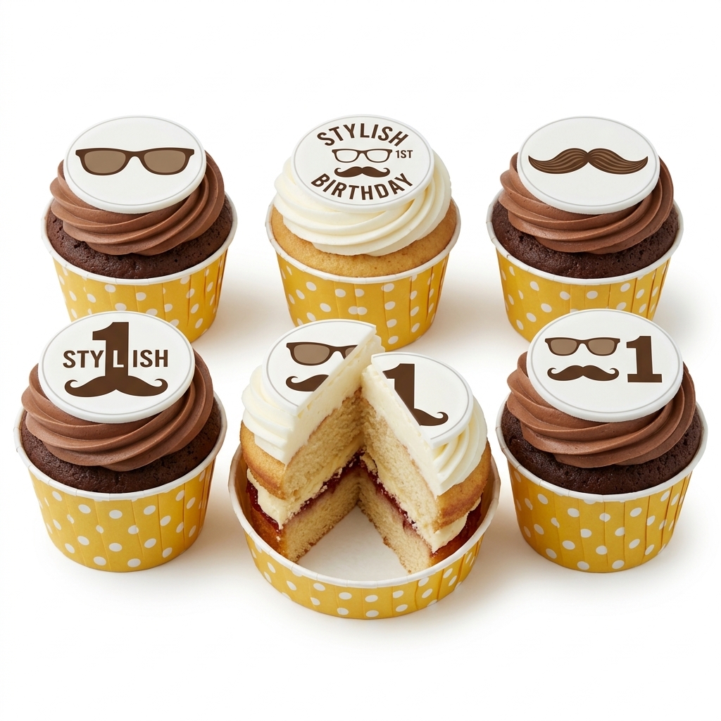 Stylish Little Man 1st Birthday Cupcakes