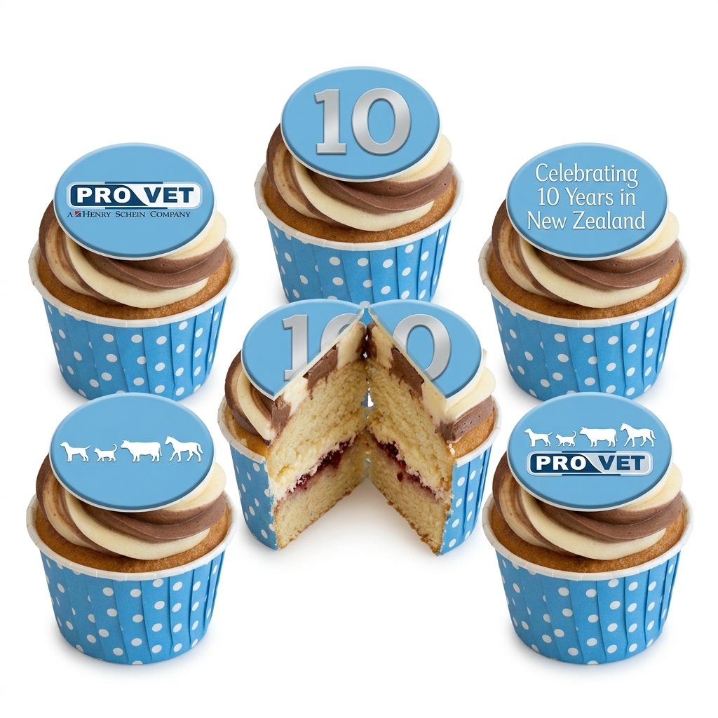 PRO VET 10 Year Anniversary Branded Corporate Cupcakes