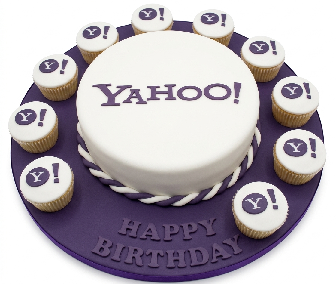 Yahoo! Logo Birthday Cake with Cupcakes