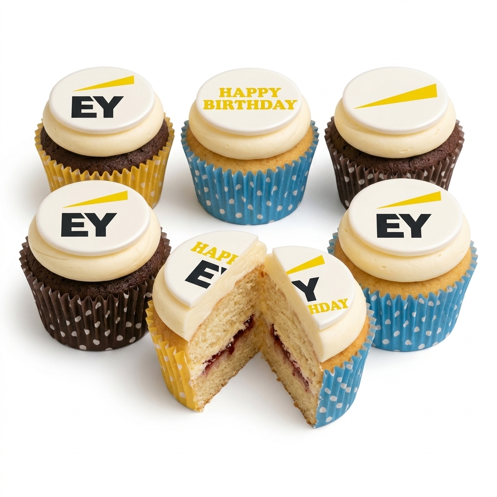 Corporate Birthday Cupcakes with Custom Logo