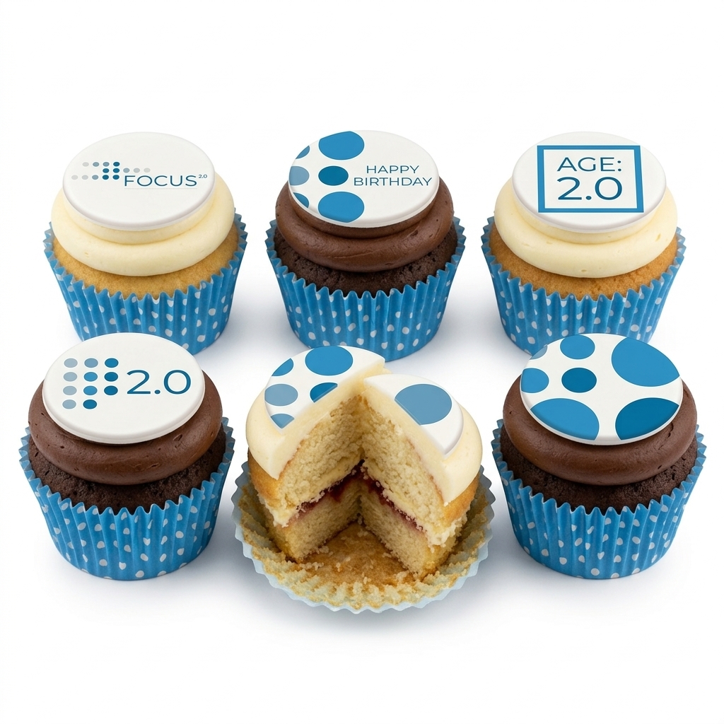 Blue Polka Dot Birthday Cupcakes