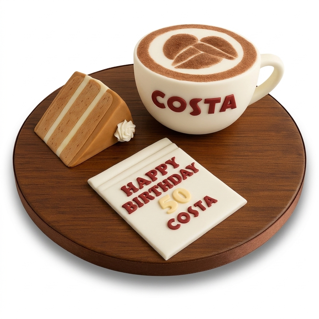 Costa Coffee Theme Birthday Cake with Custom Age