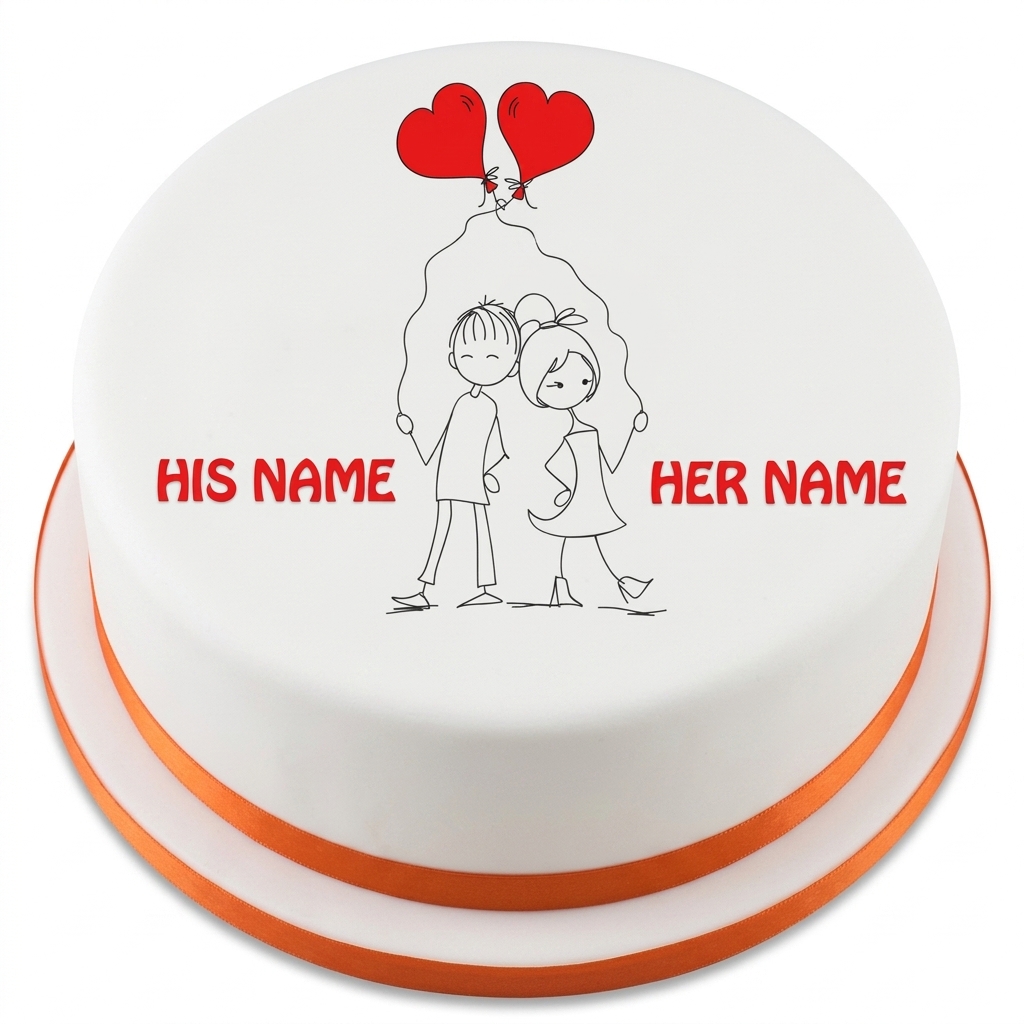 Personalised Romantic Couple's Cake
